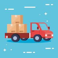 camion di consegna con disegno vettoriale di scatole