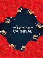 carnevale di venezia con fiori di rose vettore