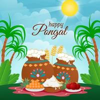 felice concetto di pongal vettore