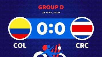 Colombia vs costa rica calcio America 2024 incontro contro. 2024 gruppo palcoscenico campionato incontro contro squadre intro sport sfondo. vettore