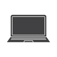 icona del computer portatile. simbolo di sagoma. taccuino. spazio negativo. illustrazione vettoriale isolato