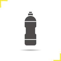 icona della bottiglia d'acqua. simbolo della siluetta della bottiglia di sport dell'ombra di goccia. bottiglia personale sportivo. concetto di marchio di bottiglia d'acqua. illustrazione isolata della bottiglia di sport di vettore
