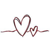 cuore d'amore disegnato a mano aggrovigliato con linea sottile stile scarabocchio, vettore di forma divisore