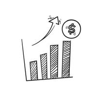simbolo del grafico scarabocchio disegnato a mano per aumentare l'icona della crescita del denaro, progresso del marketing. isolato vettore