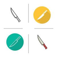 icona del coltello da chef. design piatto, stili lineari e di colore. illustrazioni vettoriali isolate
