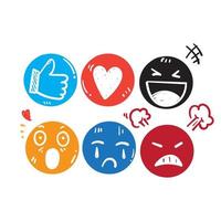 commento di emoticon di personaggi emoji disegnati a mano per i social media in stile doodle vettore isolato