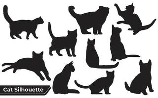 collezione di silhouette di gatti in diverse posizioni vettore