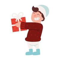 ragazzo e regalo di natale vettore