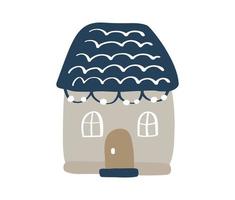 vettore doodle home icona in stile scandinavo. costruzione di architettura, homepage del villaggio. illustrazione di design per tessuti, libri da colorare per bambini, arte della carta da parati
