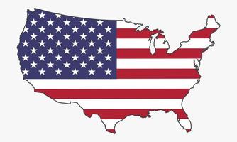 mappa america bandiera disegno vettoriale su sfondo bianco