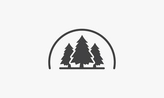 linea curva con il vettore di progettazione del logo dell'icona dell'albero di pino.