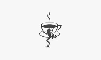 tazza di rana cafe illustrazione vettoriale su sfondo bianco. icona creativa.
