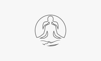 linea icona cerchio meditazione yoga isolati su sfondo bianco. vettore