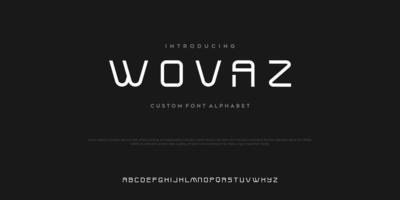 wovas sport moderno futuro carattere alfabeto grassetto. tipografia caratteri in stile urbano per tecnologia, digitale, logo del film in stile audace. illustrazione vettoriale
