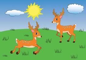 cervi dei cartoni animati in diverse posizioni. illustrazione vettoriale di cervo