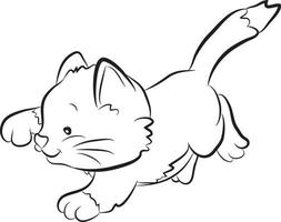 gattino cartone animato in bianco e nero vettore