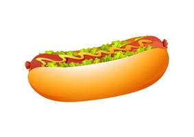 illustrazione vettoriale di hot dog isolato su priorità bassa bianca. hot dog da fast food