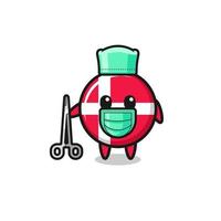 personaggio mascotte della bandiera della Danimarca chirurgo vettore