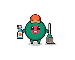 simpatico personaggio della bandiera del Bangladesh come mascotte dei servizi di pulizia vettore