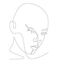 una linea continua arte skecth disegno del viso donna umana illustrazione sfondo vettore