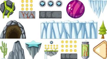 set di oggetti ed elementi di gioco spaziale fantasy isolato vettore