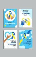 set di carte per la giornata mondiale della sindrome di down vettore