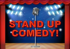 stand up comedy banner con microfono vintage vettore