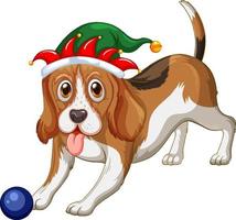 cane beagle che indossa un cappello di natale vettore