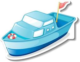 adesivo cartone animato giocattolo barca su sfondo bianco vettore
