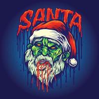 illustrazioni della mascotte di santa zombie spooky bloods vettore