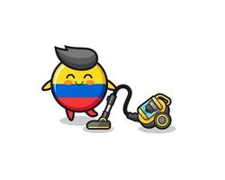 simpatica bandiera della colombia con illustrazione dell'aspirapolvere vettore