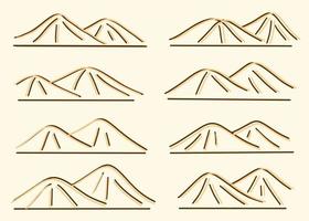 illustrazione di arte di linea moderna semplice set di montagna vettore