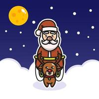 babbo natale e renne mascotte vettore