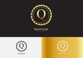 lettera q logo di lusso in oro concept vettore