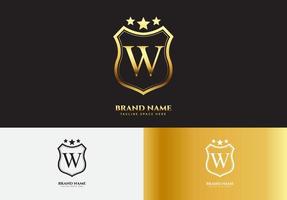 lettera w logo stella di lusso in oro concept vettore