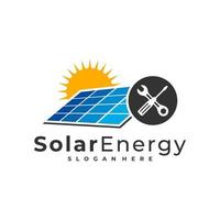 modello vettoriale del logo solare meccanico, concetti di design del logo dell'energia del pannello solare creativo