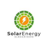 modello vettoriale del logo dell'energia solare, concetti di design del logo dell'energia del pannello solare creativo