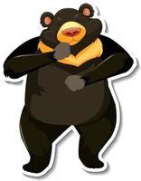adesivo cartone animato animale orso nero asiatico vettore