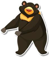 adesivo cartone animato animale orso nero asiatico vettore
