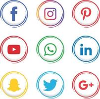 set di icone dei social media più popolari. facebook, instagram, pinterest vettore