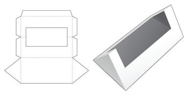 confezione triangolo con finestra d'angolo modello fustellato vettore