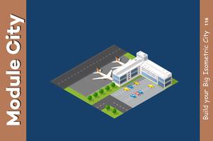 Aeroporto 3D della città isometrica vettore