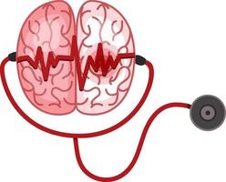 stetoscopio e cervello su sfondo bianco vettore