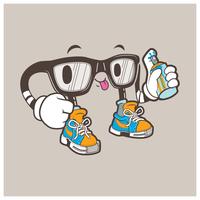 cool mascotte occhiali nerd vettore