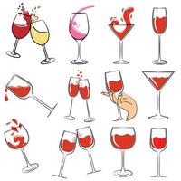 icona del bicchiere di vino con il vino. segno isolato bicchiere di vino su sfondo marrone chiaro. illustrazione vettoriale.