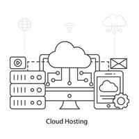 illustrazione dal design moderno del cloud hosting vettore