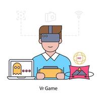 illustrazione del gioco di realtà virtuale, vettore modificabile