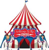 cupola del circo con cavalli e artisti vettore