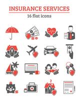 Set di icone di servizi assicurativi vettore