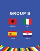 gruppo B bandiera nastro europeo nazioni 2024 squadre paesi europeo Germania calcio simbolo logo design illustrazione vettore